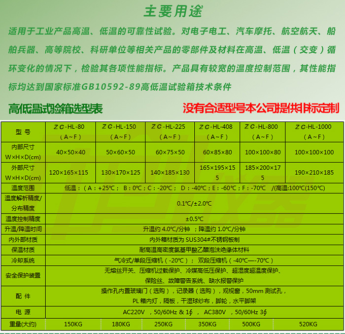 進(jìn)口低溫試驗(yàn)箱主要用途